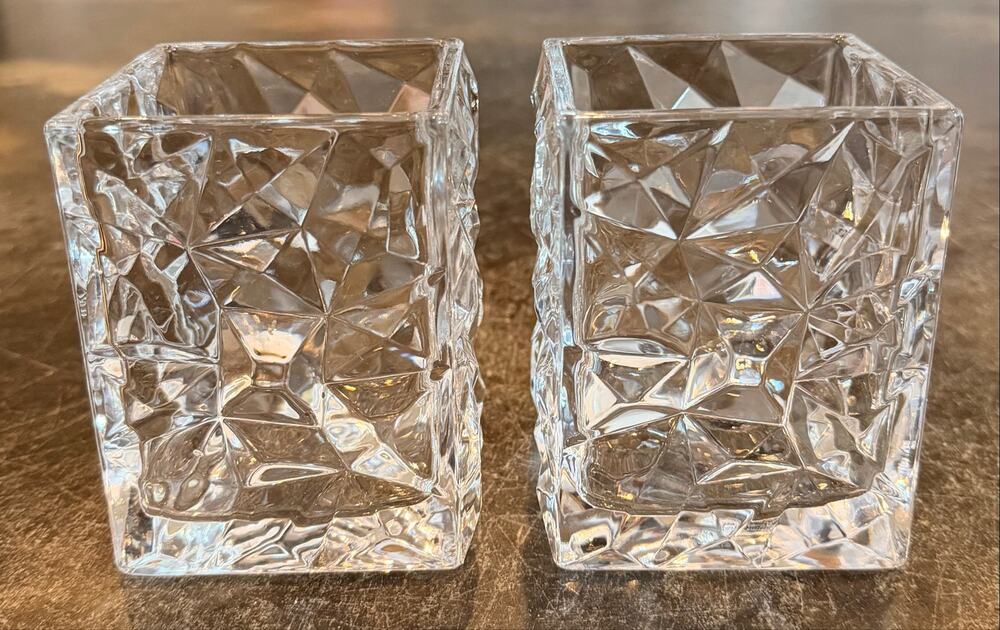 Shannon Crystal Designs Of Ireland Handmade Cube Candle Holders Set Of 2 Clear